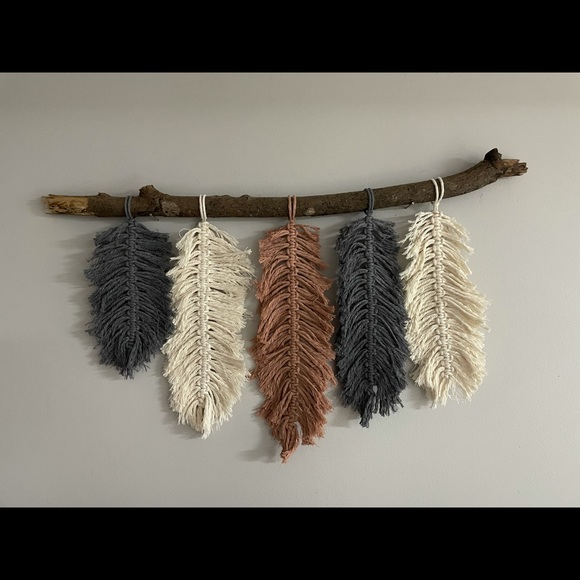 Boho Macrame Feathers - Wall Hanging